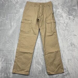 Wrangler Woven Cargo Pants Mens 30/32 Beige Stretch Utility Pockets Relaxed Fit